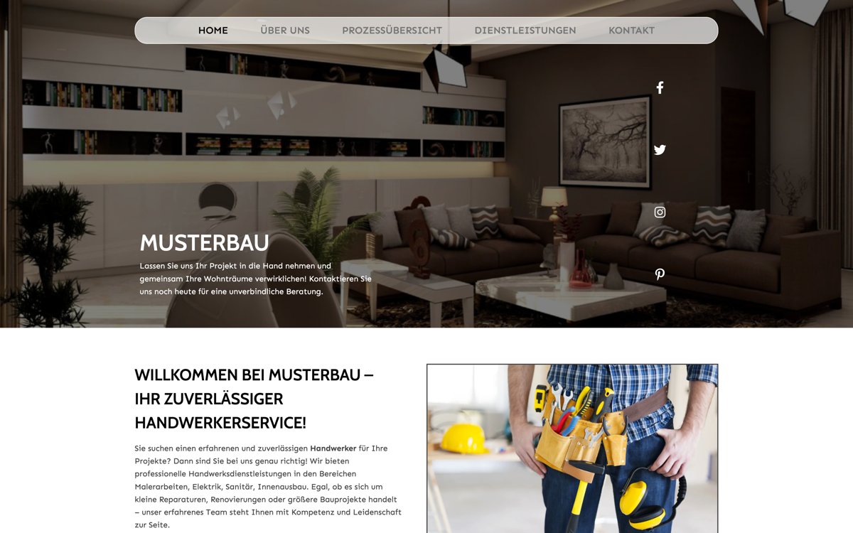 Screenshot Handwerkerservice Vorlage